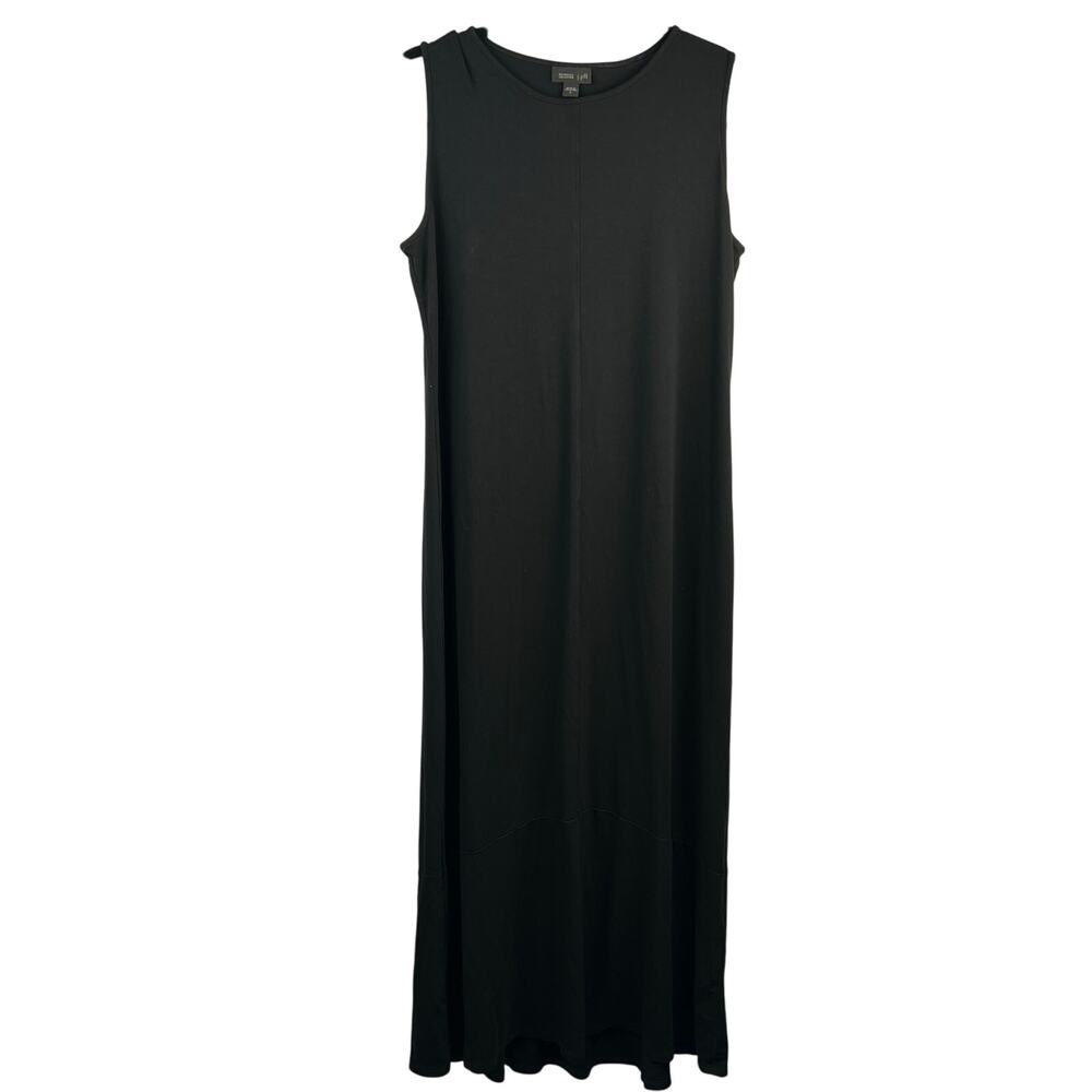 J. Jill Wearever Black Maxi Dress Rayon Spandex Sleeveless Travel Minimalist